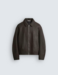 Textured Cropped Zip-Up Jacket