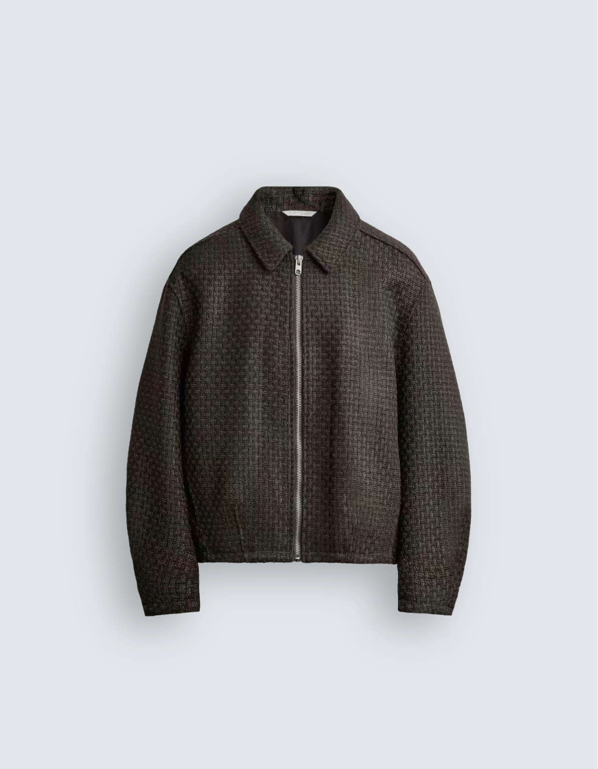 Textured Cropped Zip-Up Jacket