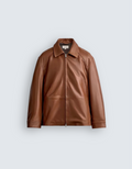 Classic Leather Zip-Up Jacket