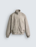 Washed Effect Suede Bomber Jacket