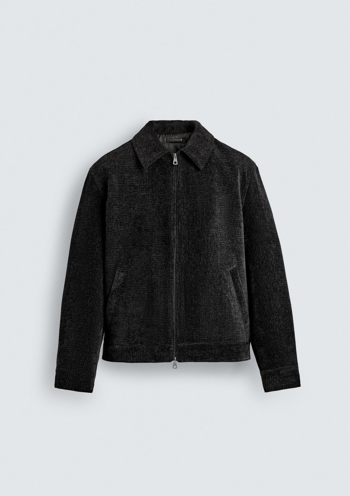 Textured Zip-Up Jacket - Black
