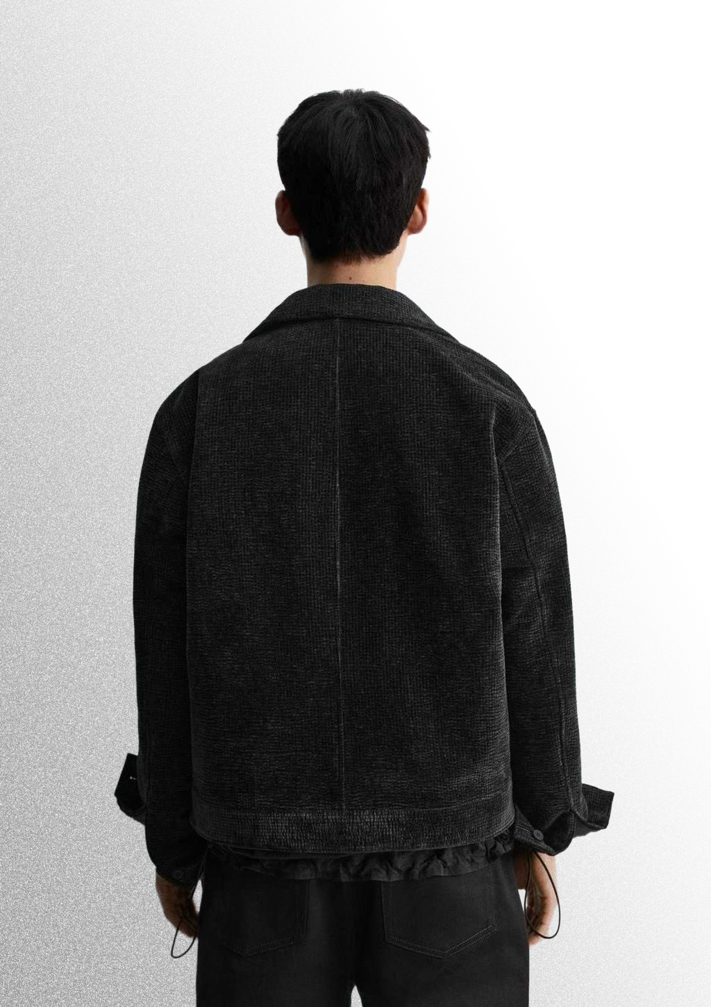 Textured Zip-Up Jacket - Black