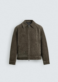 Textured Zip-Up Jacket - Dark Green