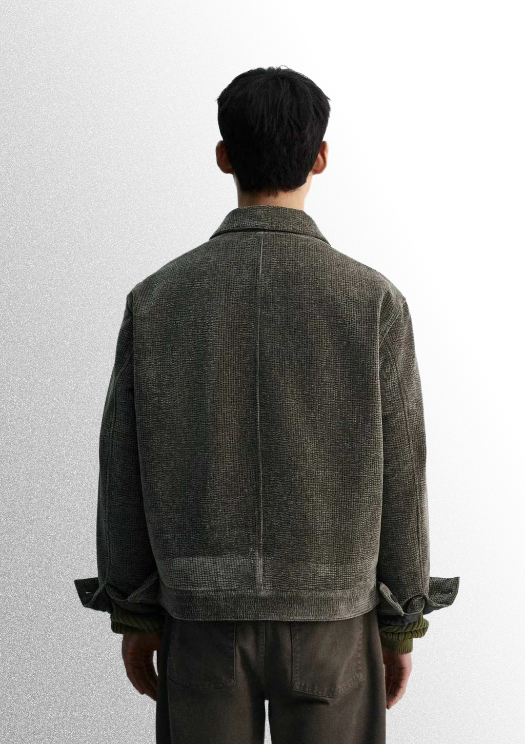 Textured Zip-Up Jacket - Dark Green