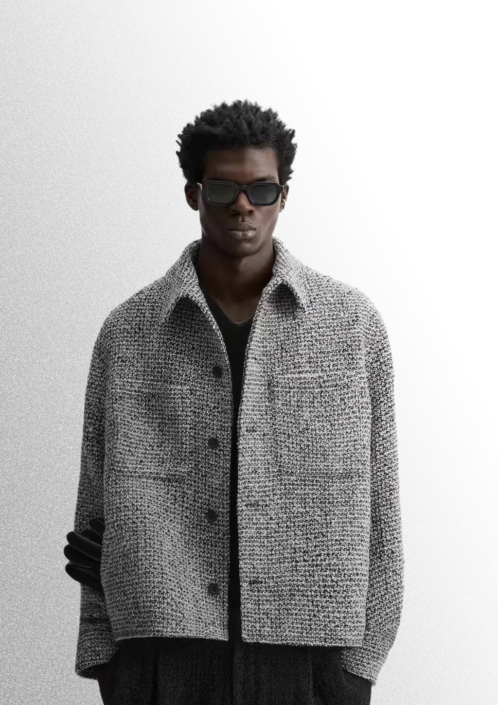 Textured Bouclé Jacket Black & White